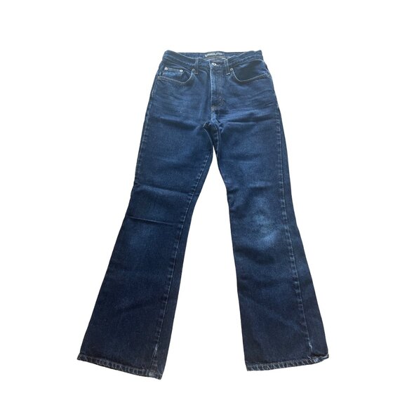 Express Jeans Womens Flare Denim Pants Dark Wash 100% Cotton Size 7/8 - Picture 1 of 7